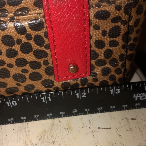 Kate Spade large black and tan leopard print handbag red leather with wallet - Picture 15 of 16